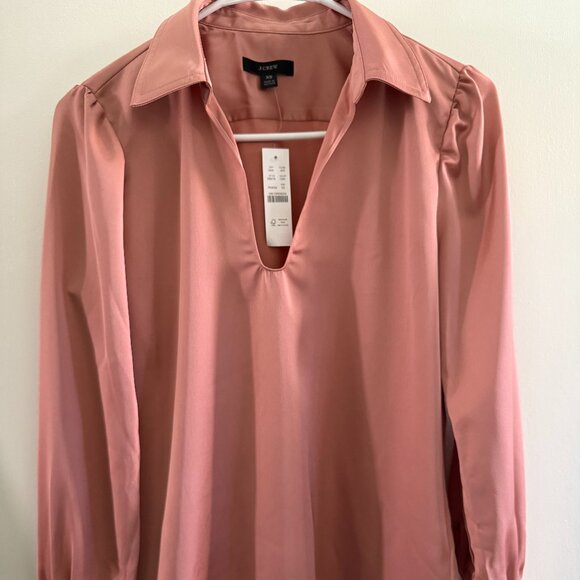 J. Crew Satin-back Crepe Popover Top - Picture 1 of 5